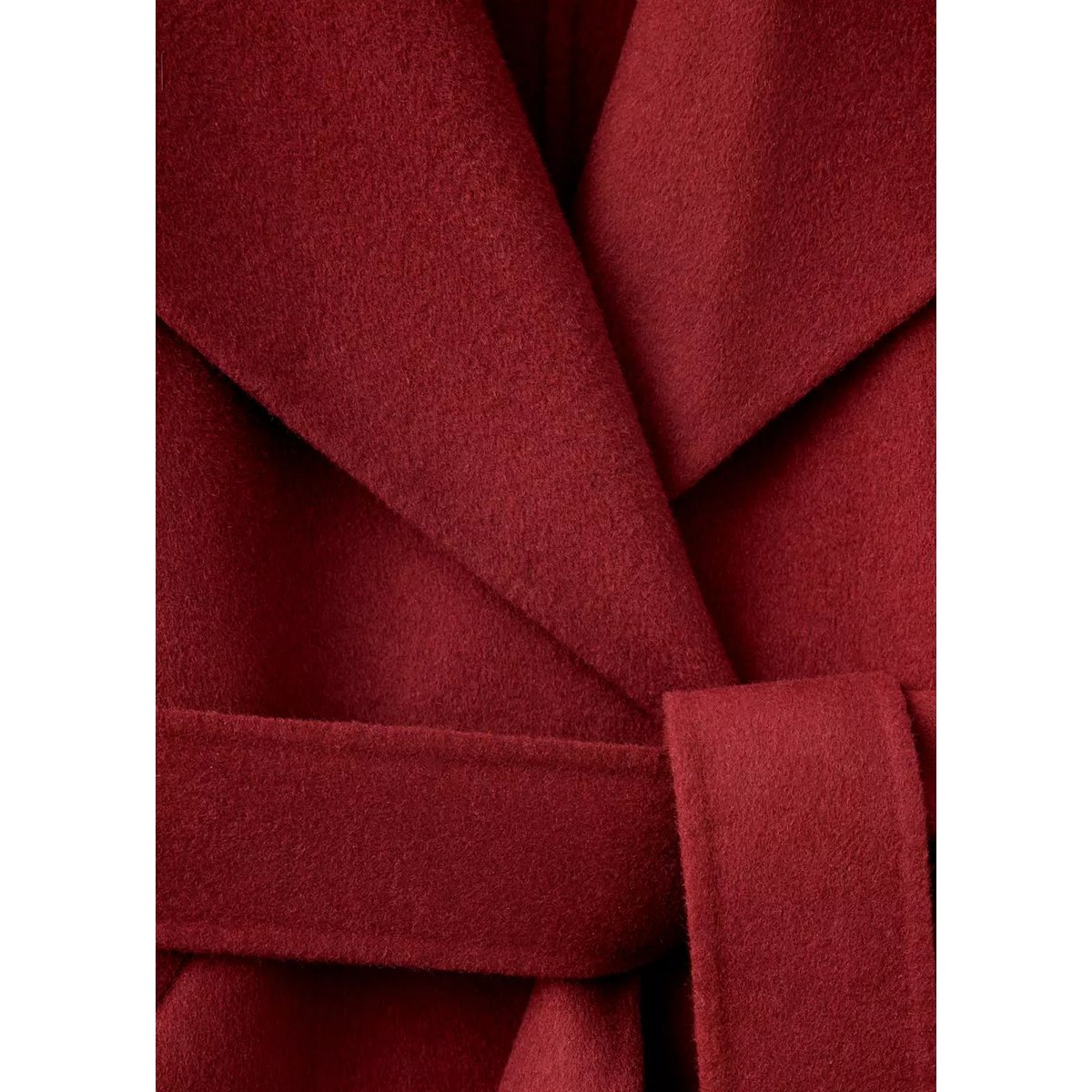 Manteau laine ceinture rouge, MANGO
