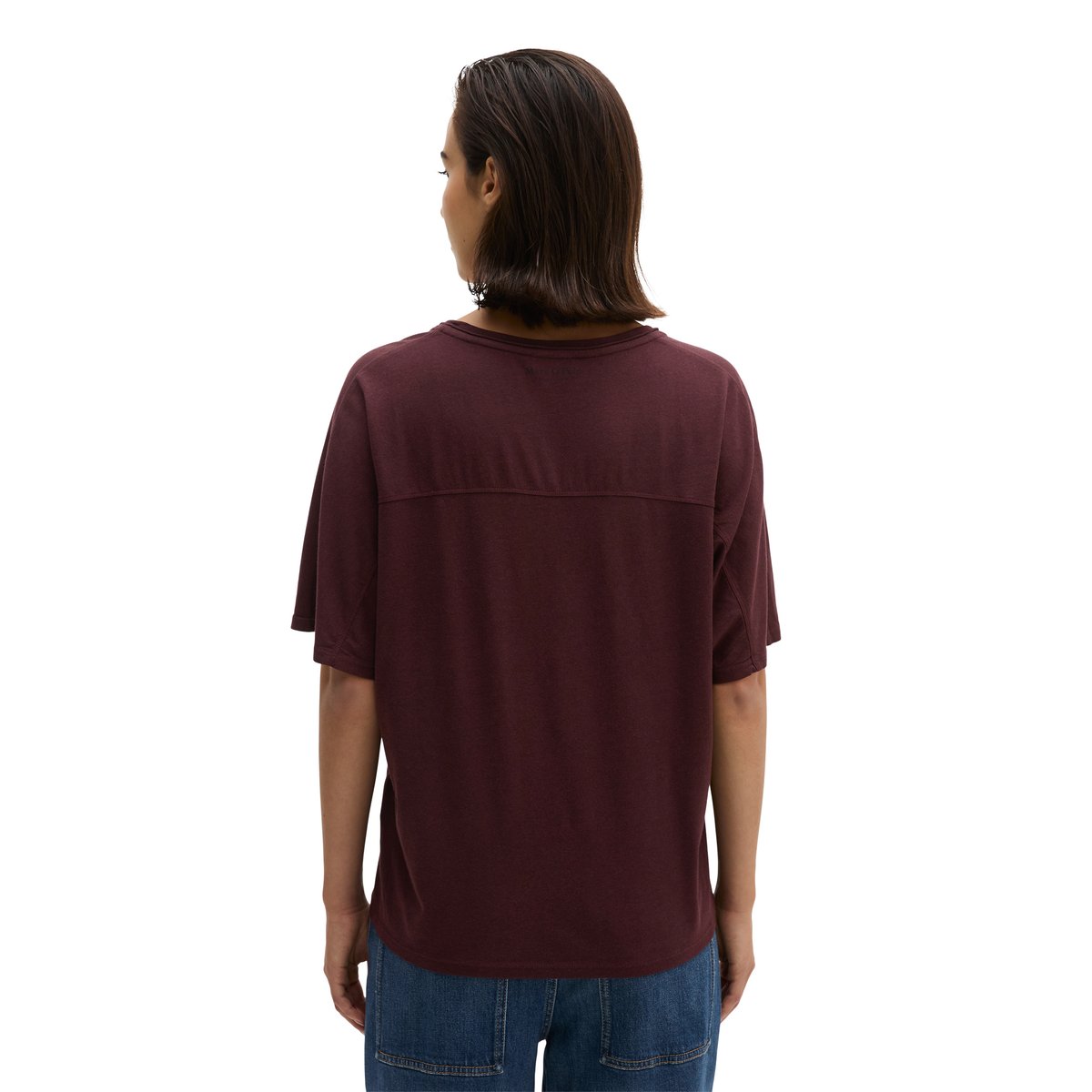 T-shirt regular en jersey slub fin rouge, MARC O'POLO