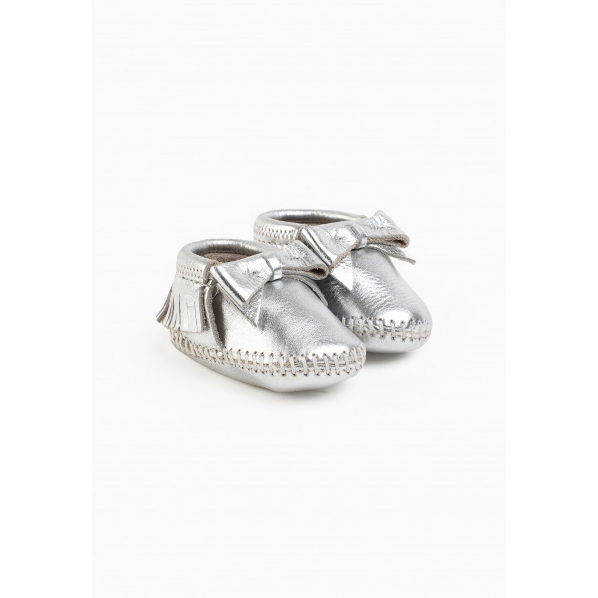 Chaussons souples argentés en cuir ROSIE argent, MINNETONKA