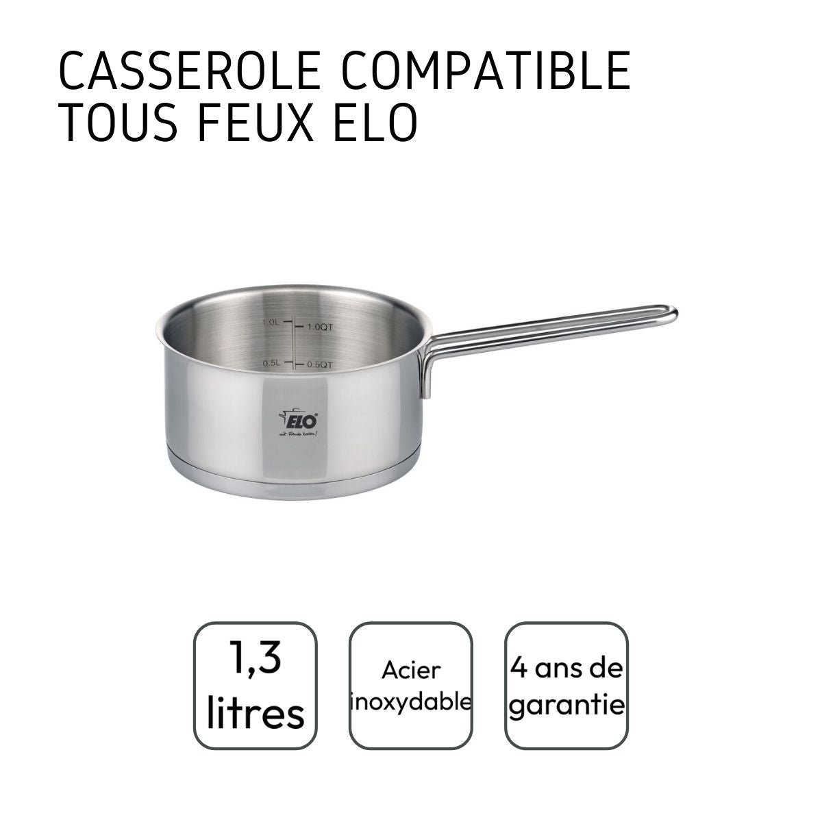 Casserole capacité 1,3 litres CITRIN gris, ELO