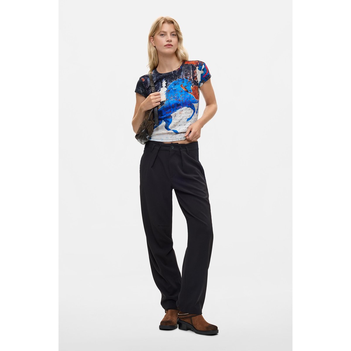 t-shirt imprimé cheval gray, DESIGUAL