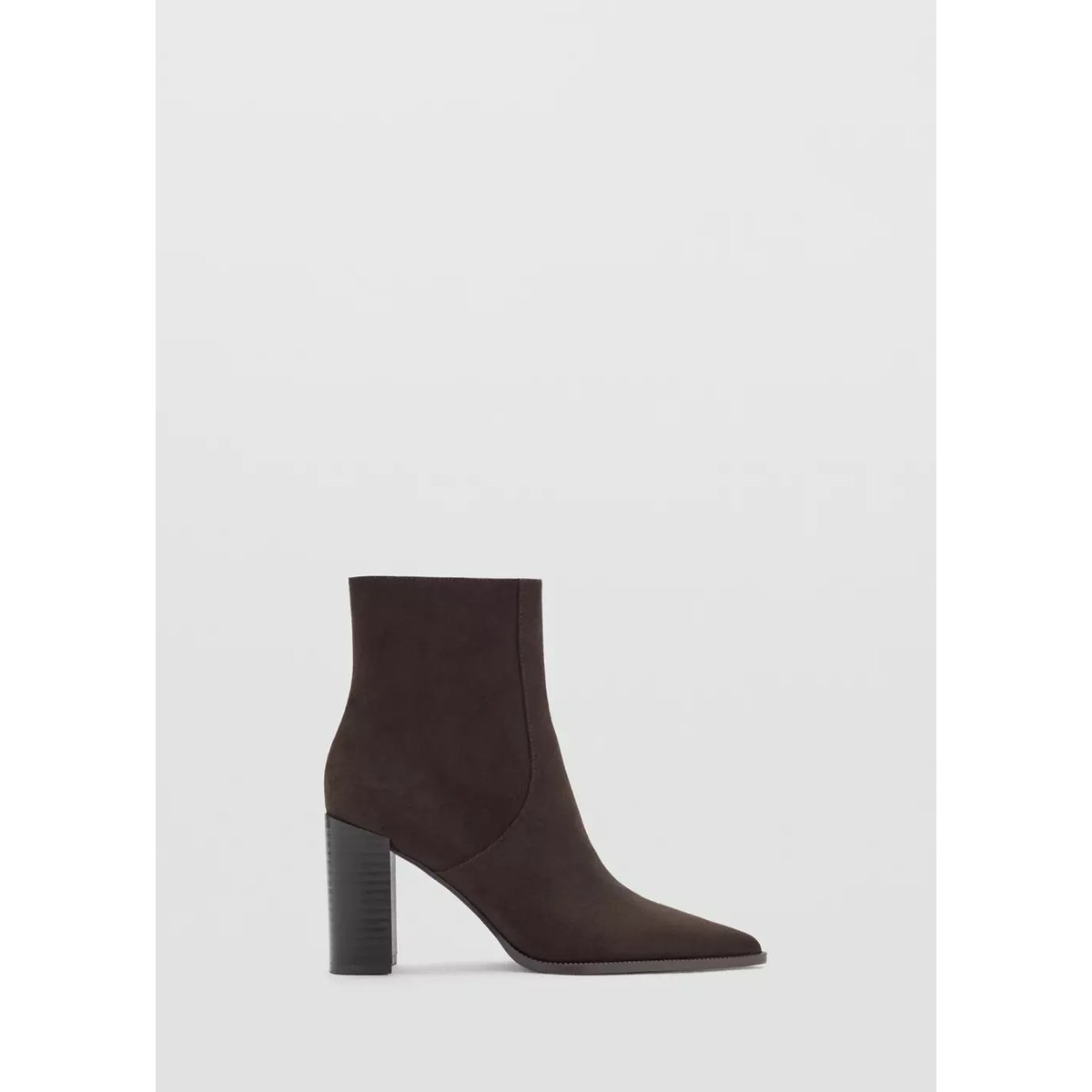 Bottines pointues à talon marron, MANGO