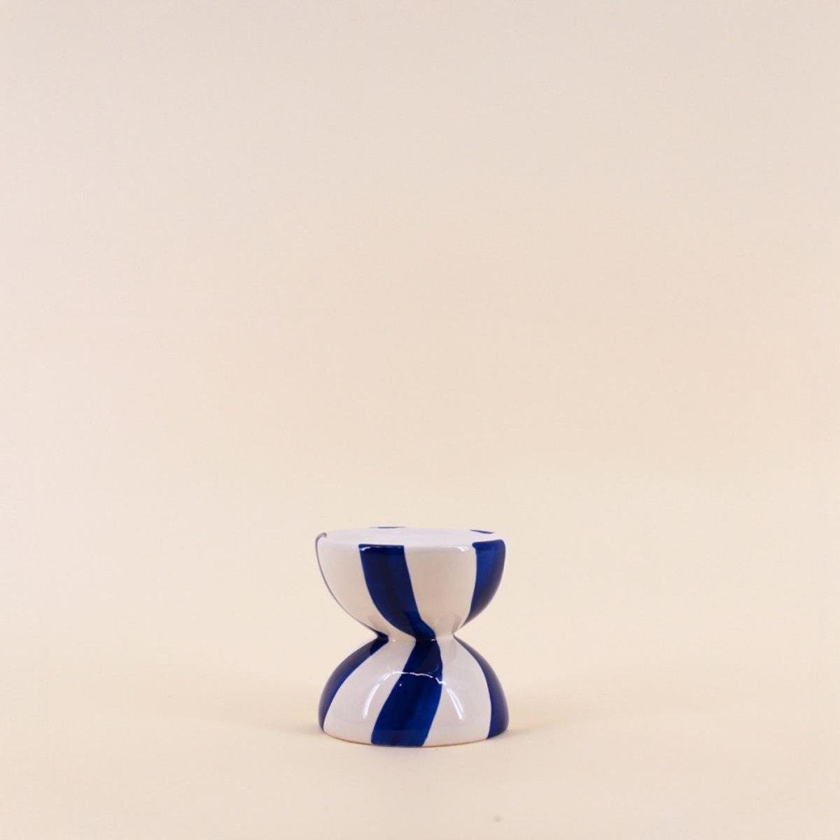 Bougeoir en céramique 10cm bleu, ORNAMI
