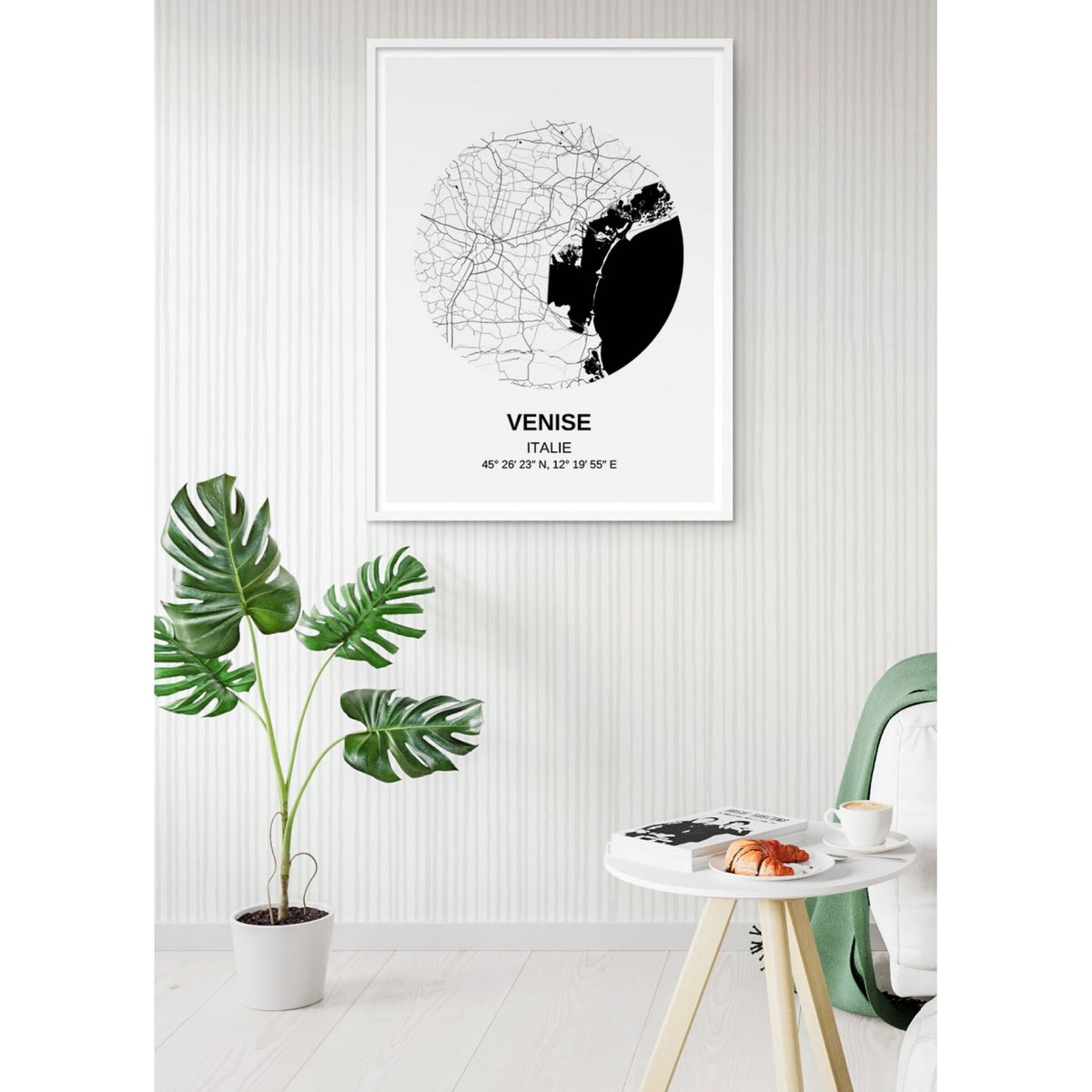 Affiche Carte Venise blanc, L'AFFICHERIE
