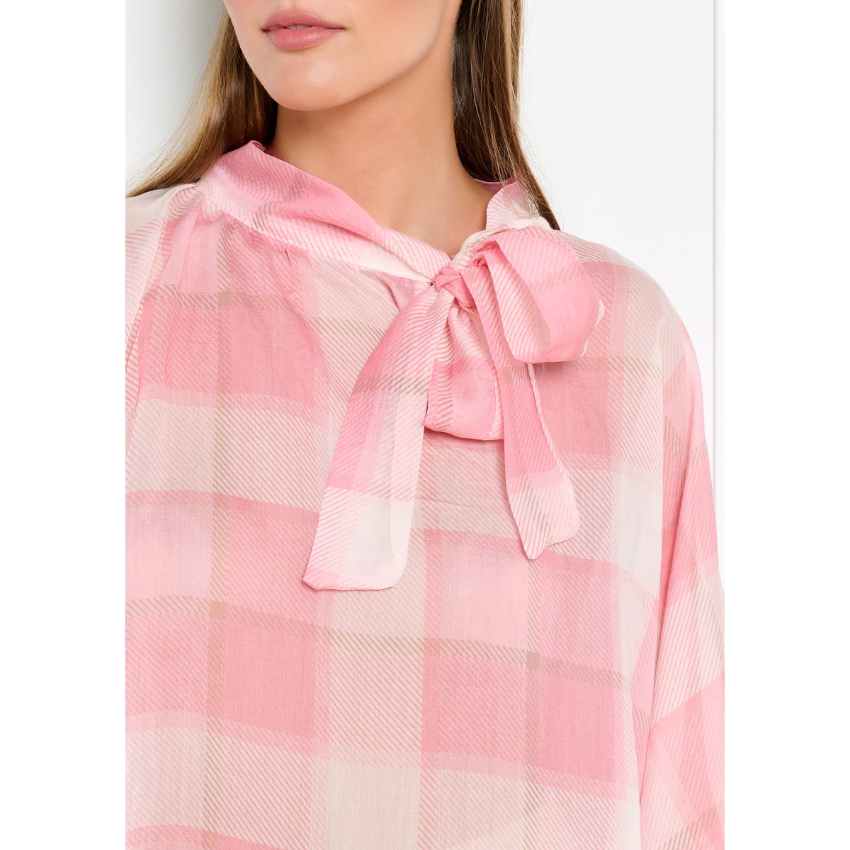 Blouse voile à n?ud rose clair, LOLALIZA