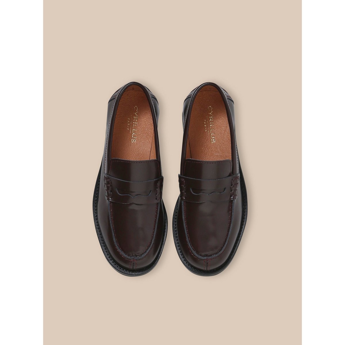 Mocassins en cuir chocolat, CYRILLUS