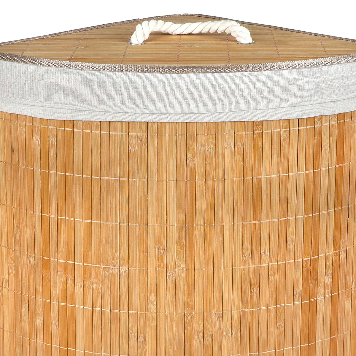 Panier à linge d'angle en bambou et intérieur coton 35x35x50cm bois, WADIGA