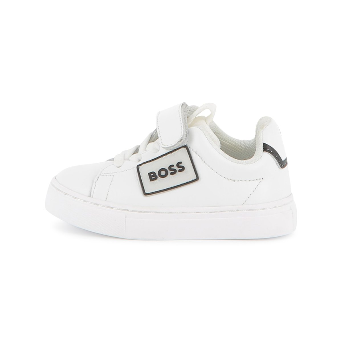 Sneakers in pelle bovina blanc, BOSS KIDSWEAR