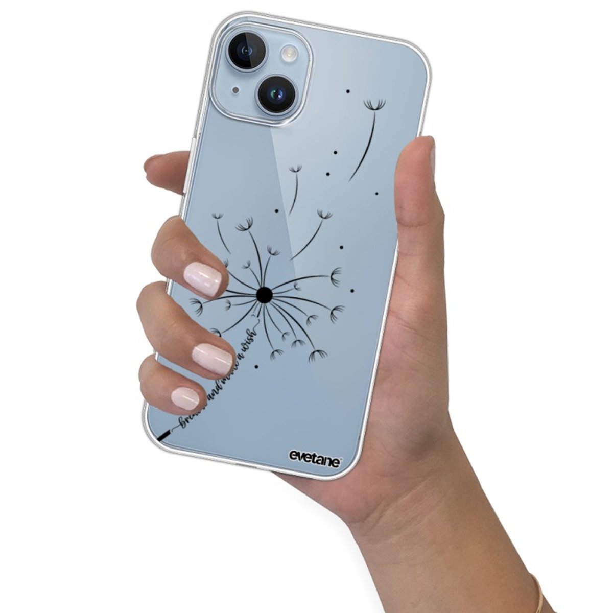 Coque 360 iPhone 14 Plus pissenlit make a wish, EVETANE