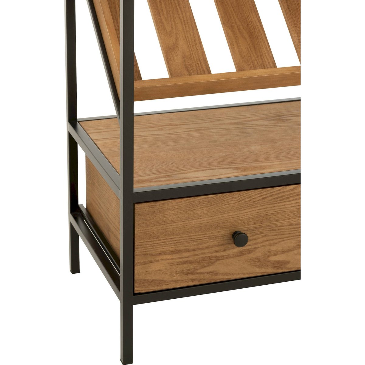 Meuble bar rectangulaire en bois pour rangement bouteilles bois naturel et noir mat, RECOLLECTION