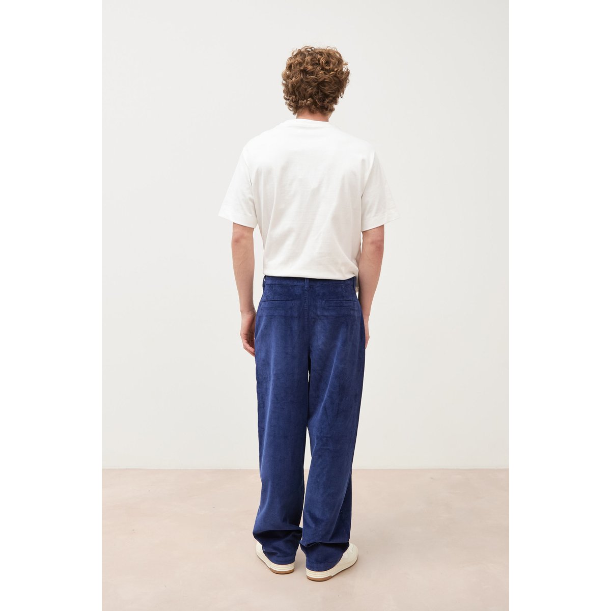 Pantalon large en velours longueur 32 bleu foncé, BONOBO
