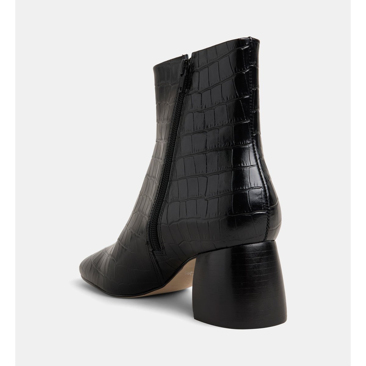 Bottines à talons catherine cuir façon croco noir, GALERIES LAFAYETTE