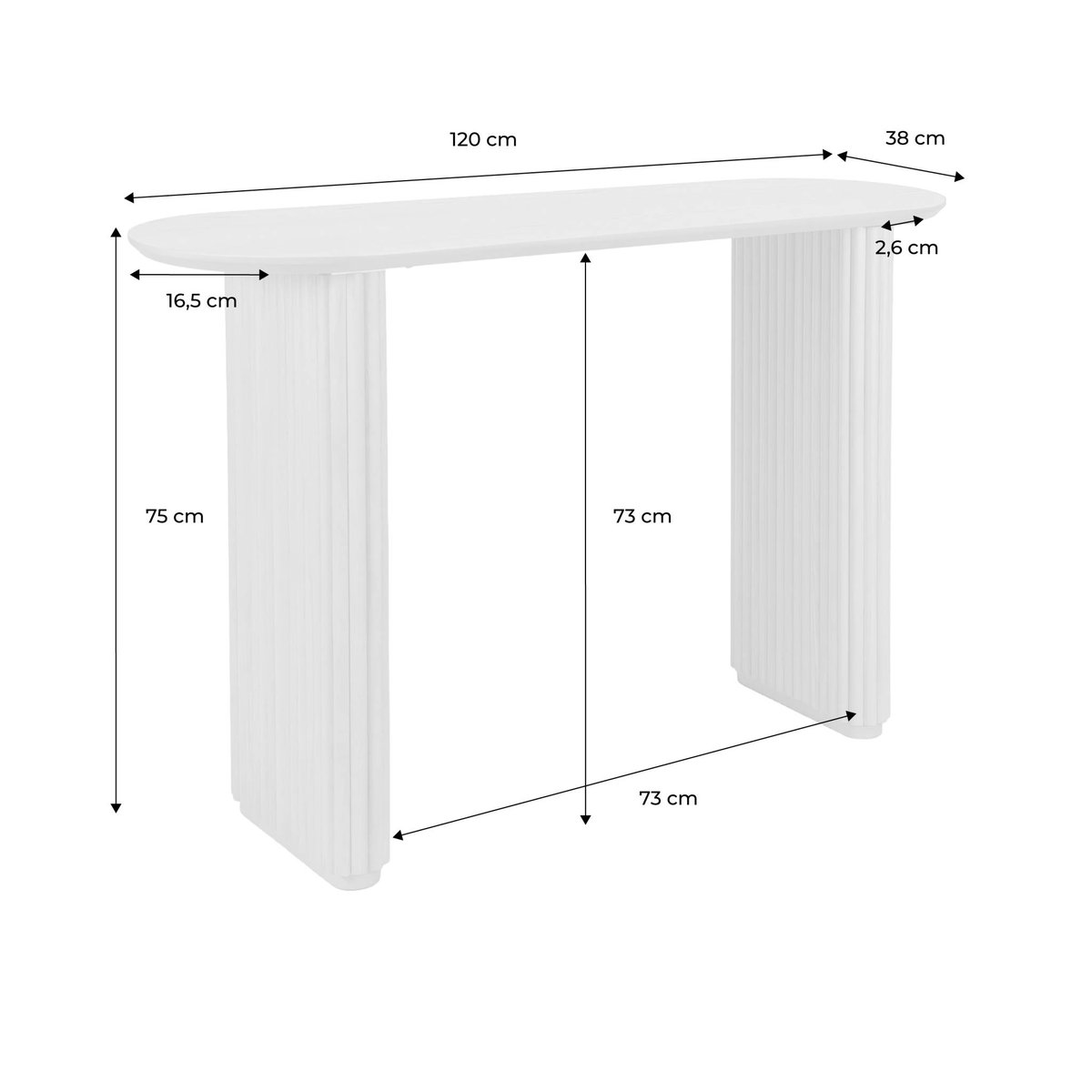 Console ovale bois d'hévéa placage chêne GABRIELLE chêne, SWEEEK