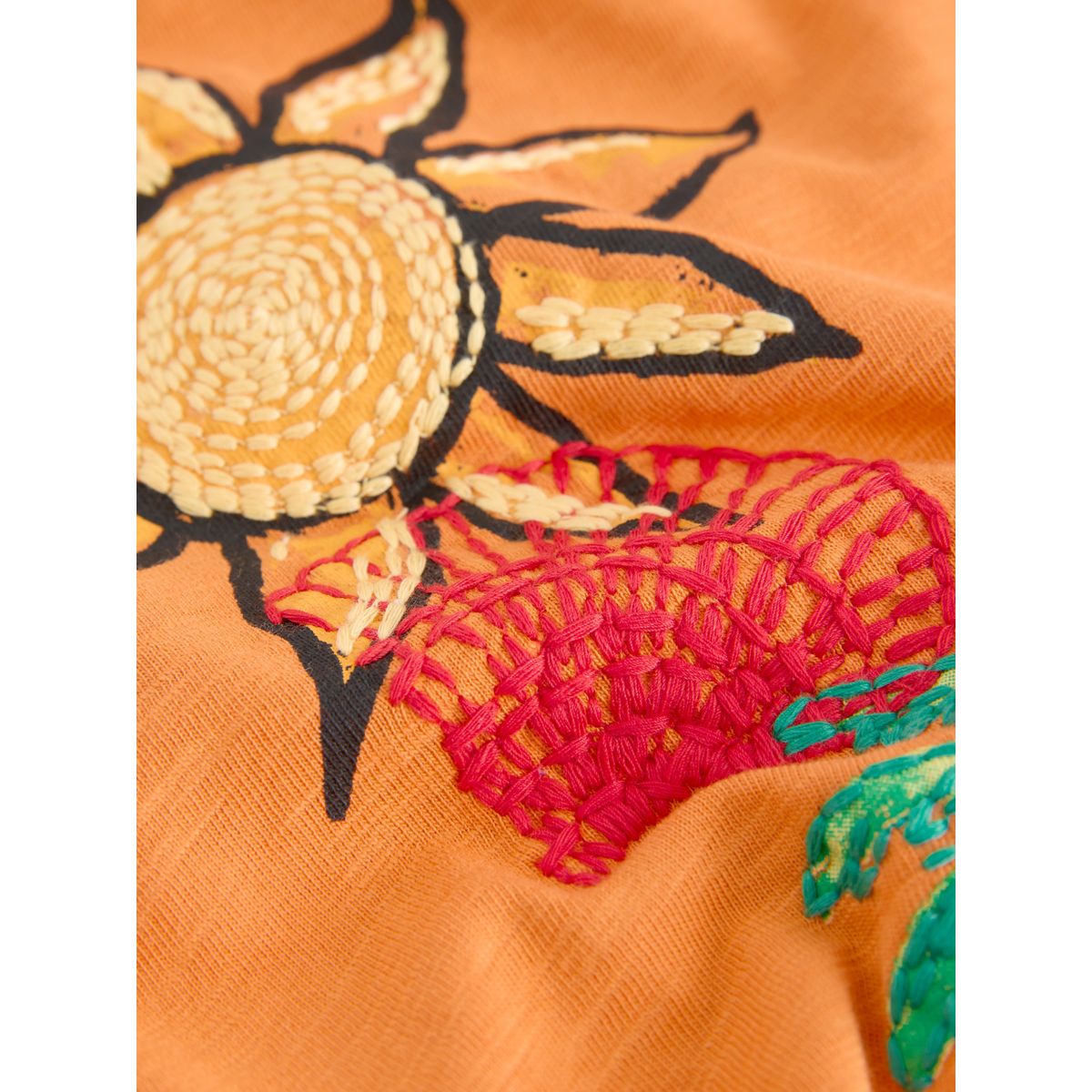 T-shirt droit oversize brodé orange soleil, NEXT