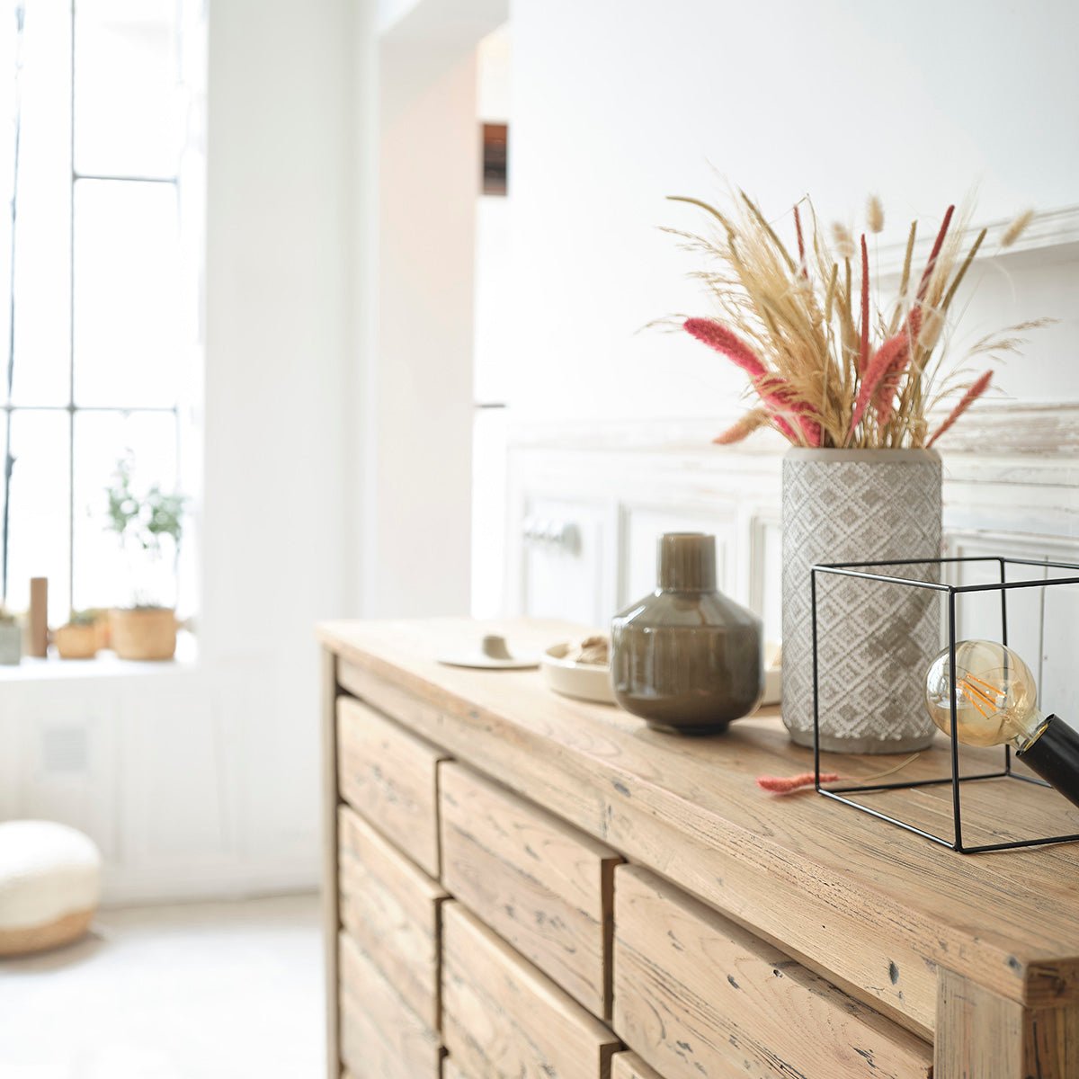 Commode en bois de teck recyclé 160 cm CARGO naturel, BERAH GETAH