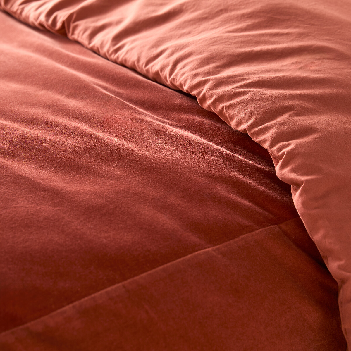 Noria Double-Sided Duvet Cover in Washed Cotton/Velvet sienna, LA REDOUTE INTERIEURS