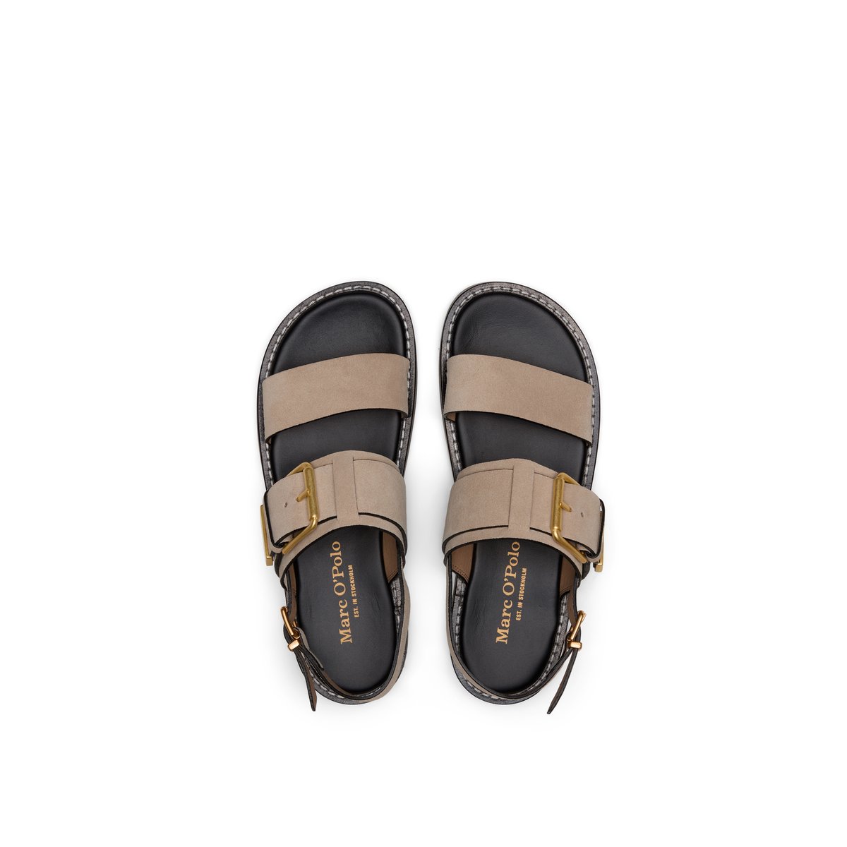 Sandale modèle Stina en cuir velours doux marron clair, MARC O'POLO