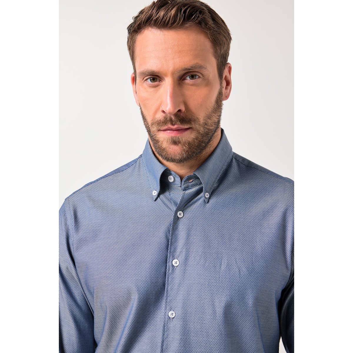 Chemise imprimé all-over bleu jean, JP1880