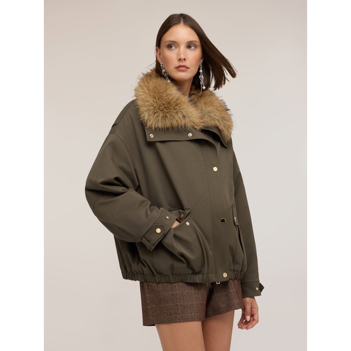 Veste oversize à col verde militare, MOTIVI
