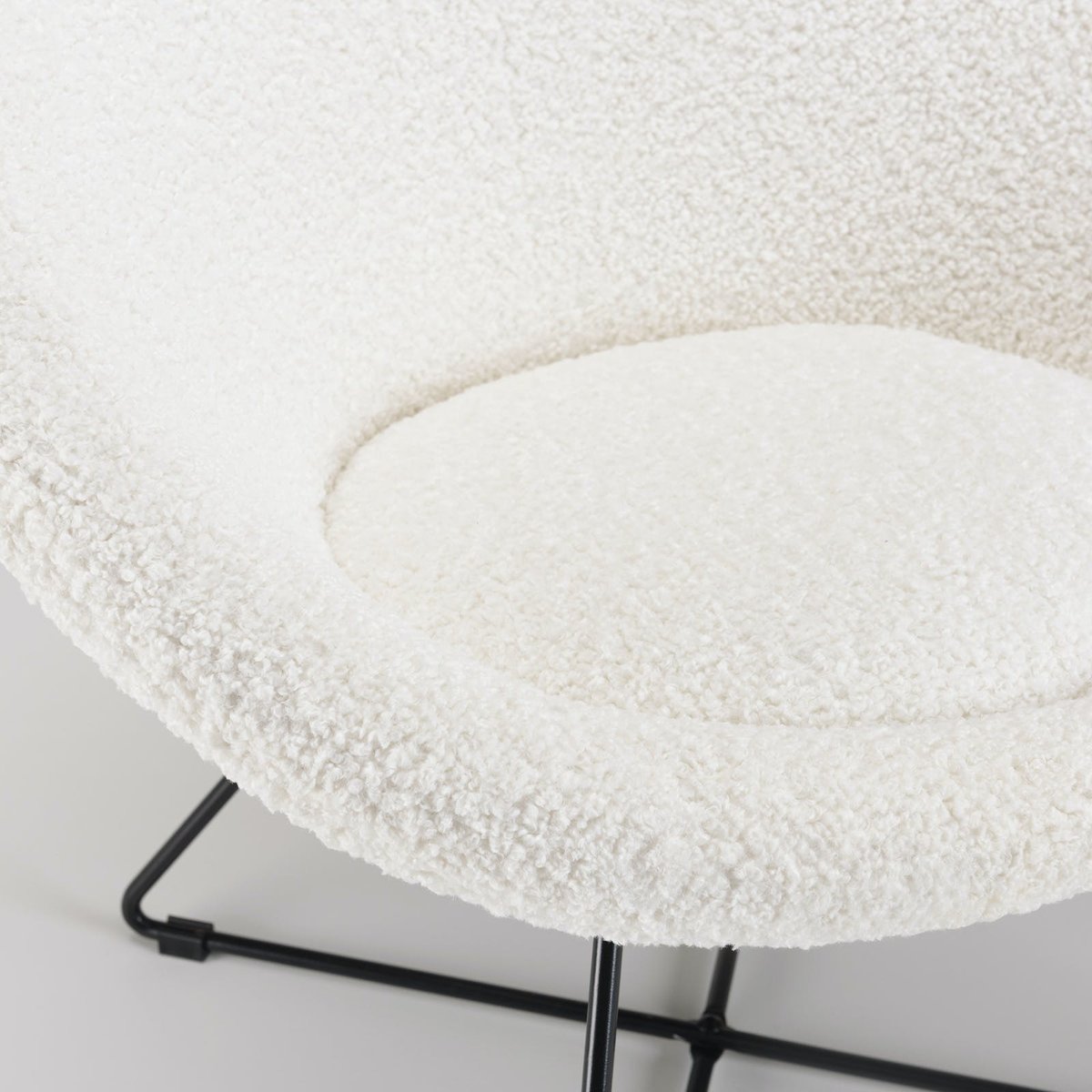 Fauteuil rond blanc tissu bouclette TIM blanc, PIER IMPORT