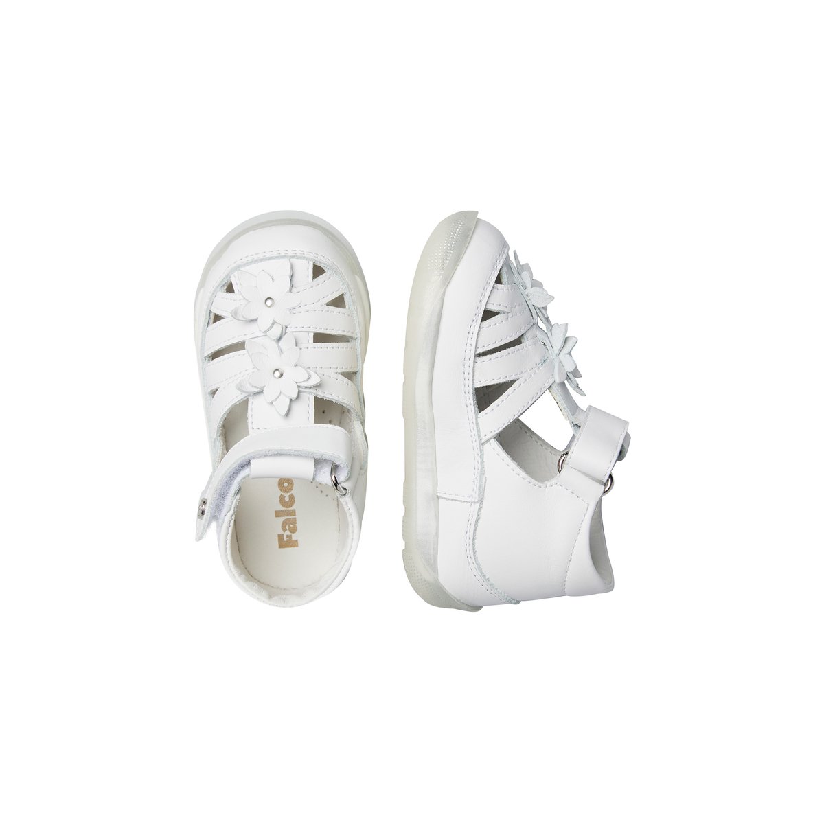 Sandales semi-fermées en cuir FERSIE blanc, FALCOTTO