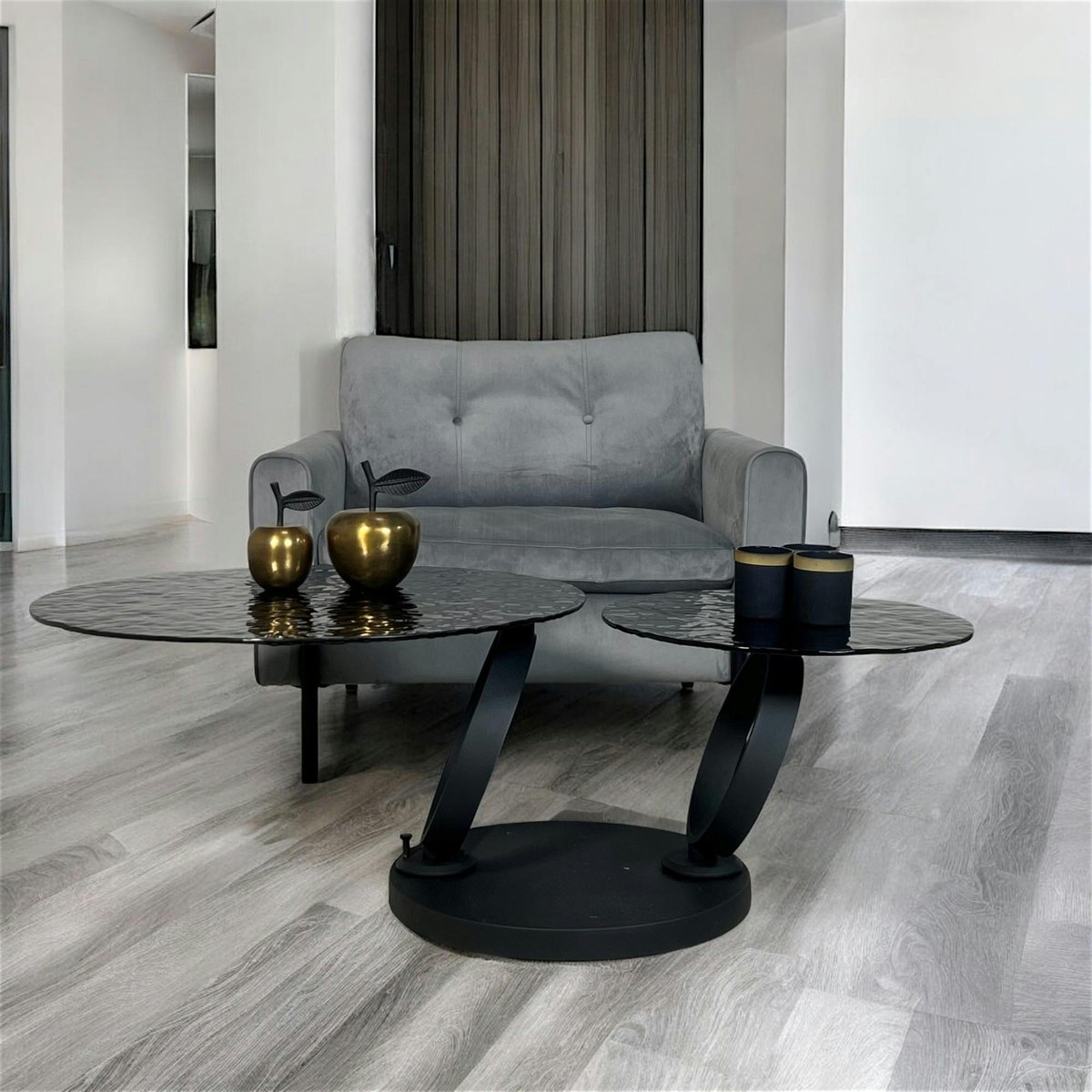 Table basse en verre ondulé noir LIGURIE noir, PIER IMPORT