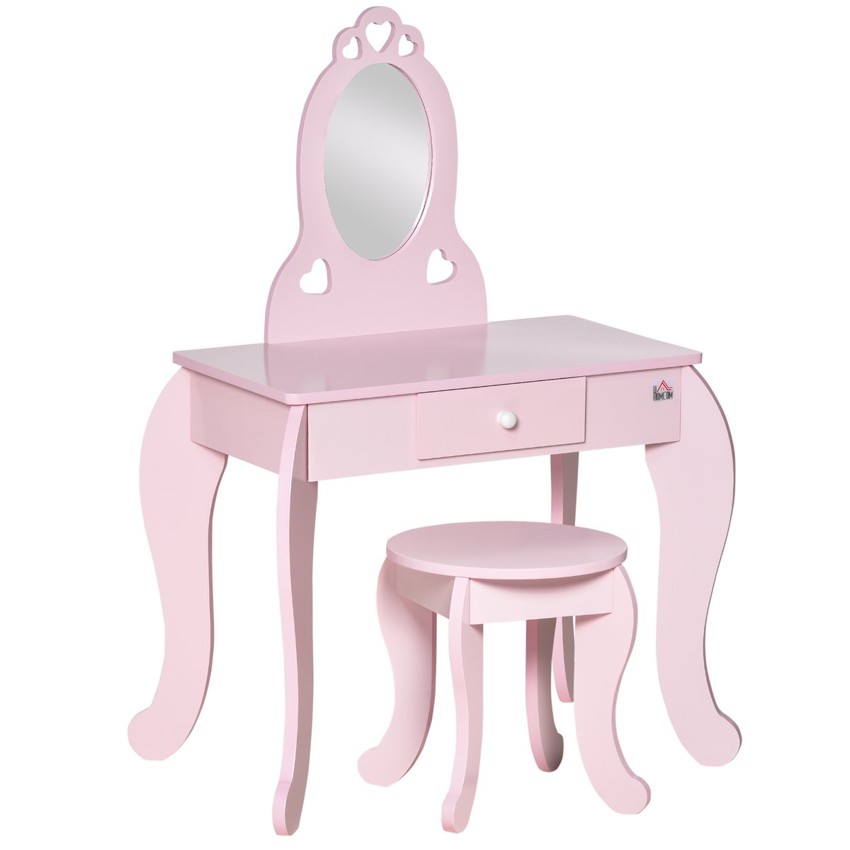 Ensemble de coiffeuse pour enfants MDF Rose rose, HOMCOM