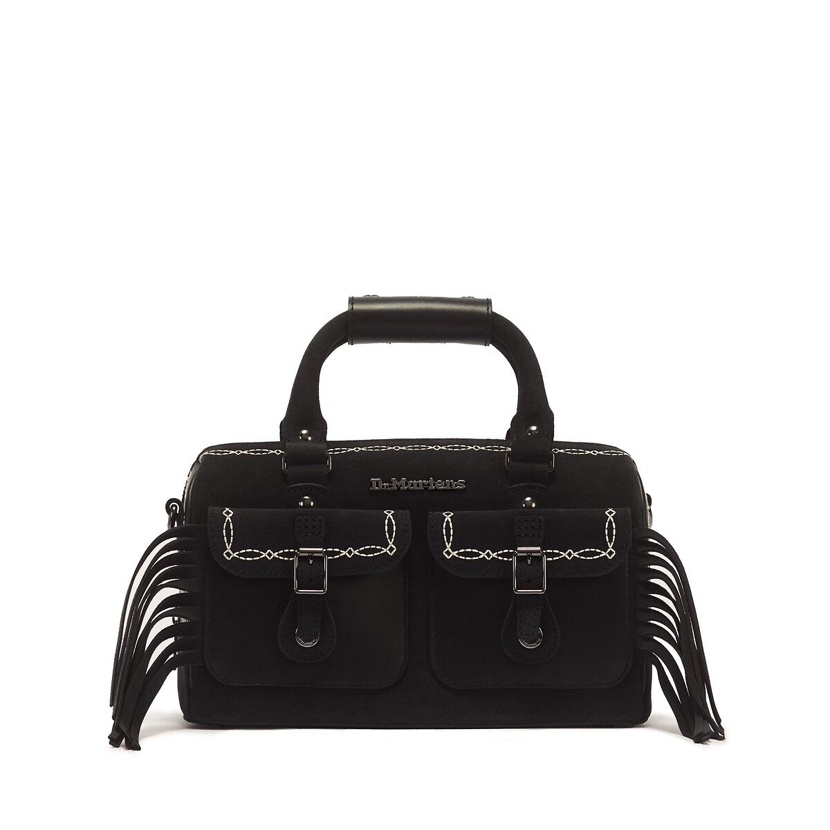 Sac à main en cuir avec anses noir, DR. MARTENS