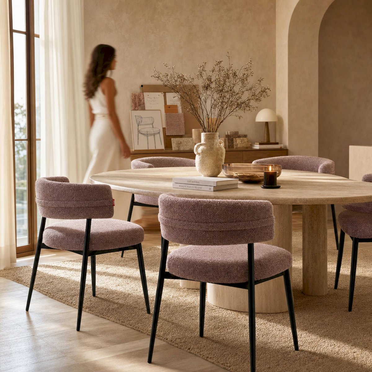 Chaise contemporaine collection merano mûre effet marbré et noir, RECOLLECTION