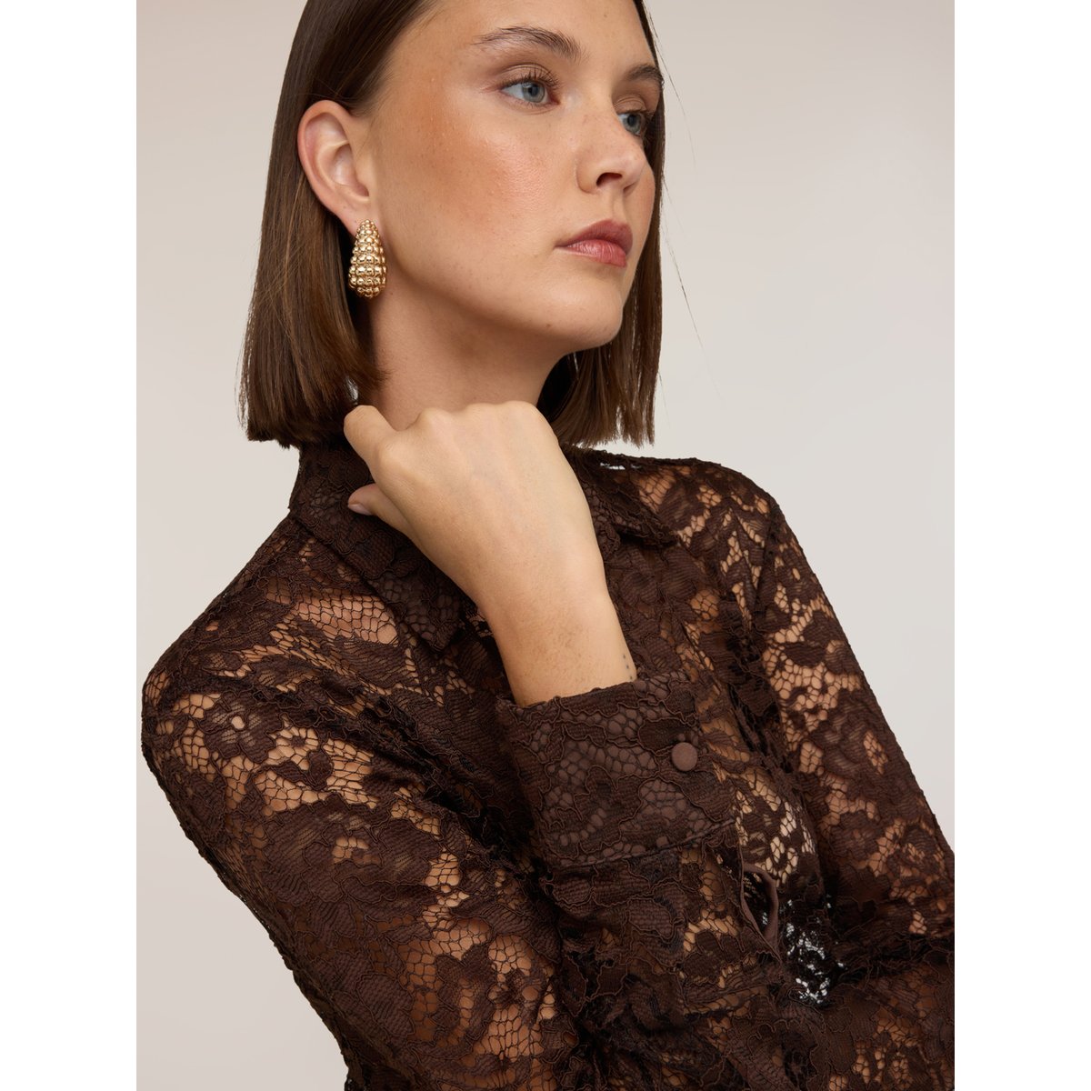 Chemise à motif floral marron, MOTIVI