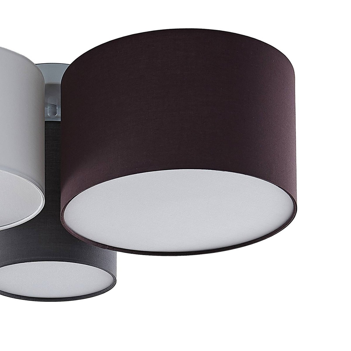 Plafonnier en textile moderne, Laurenz gris, blanc, marron, LINDBY