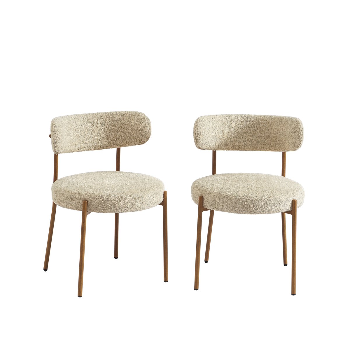 Chaises tissu pieds métal (lot de 2) NOA beige, BAÏTA