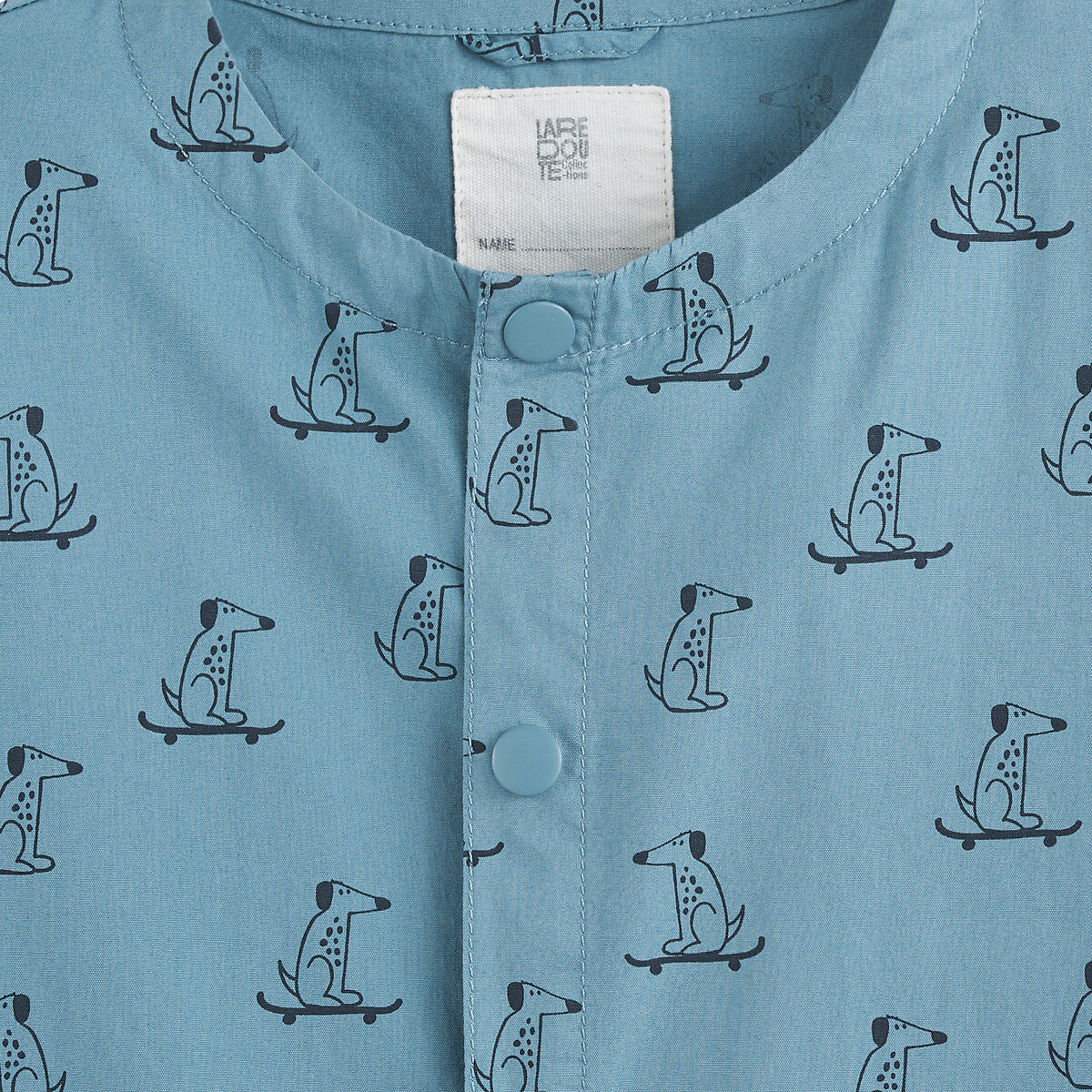 Grembiule bottoni a pressione stampa cani blu, LA REDOUTE COLLECTIONS