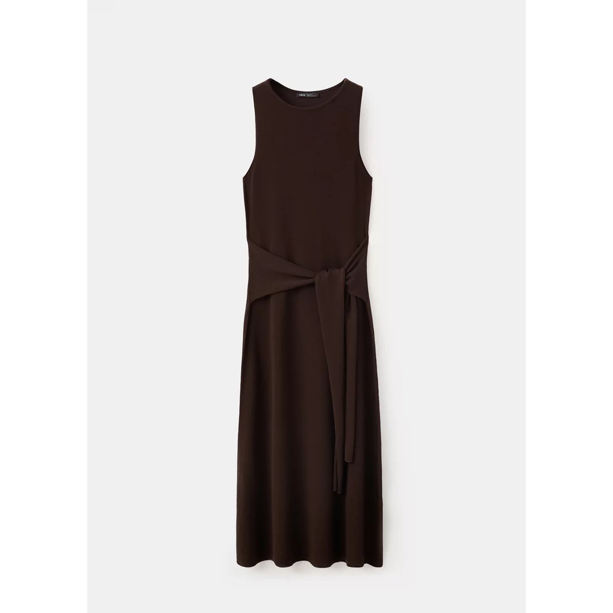 Robe maille nouée marron, MANGO