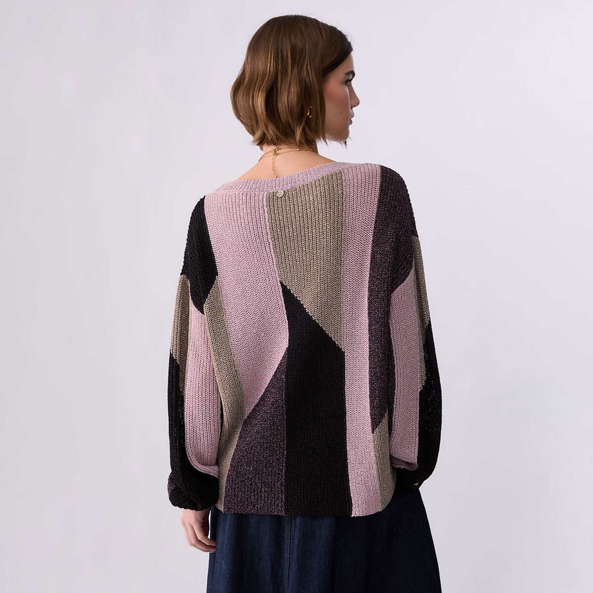 Pull avec incrustations lamé rose, LIU JO