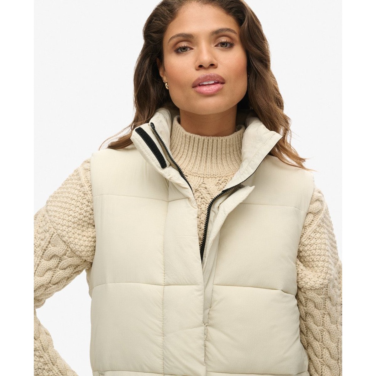 Gilet long sans manches Ripstop pélican, SUPERDRY