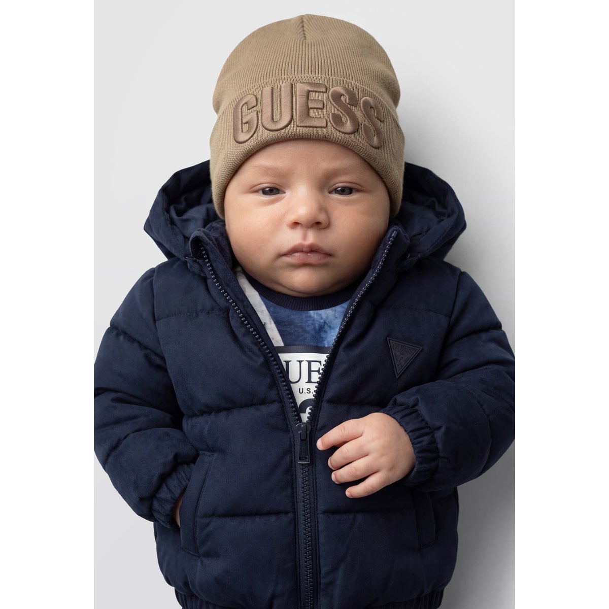 Doudoune À Capuche En Velours bleu, GUESS KIDS