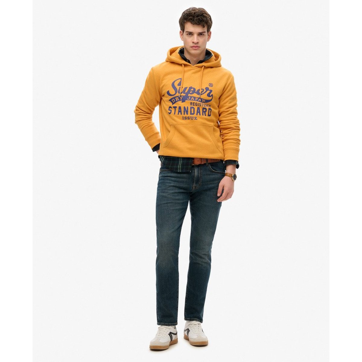 Sweat à capuche Standard Script Coupe Décontractée fripe dorée chiné, SUPERDRY