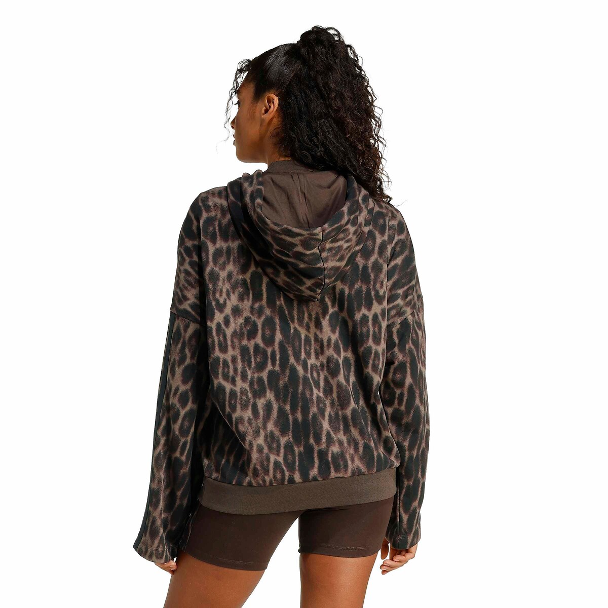 Essentials 3-Stripes Leopard Print Hoodie leopard print, ADIDAS SPORTSWEAR
