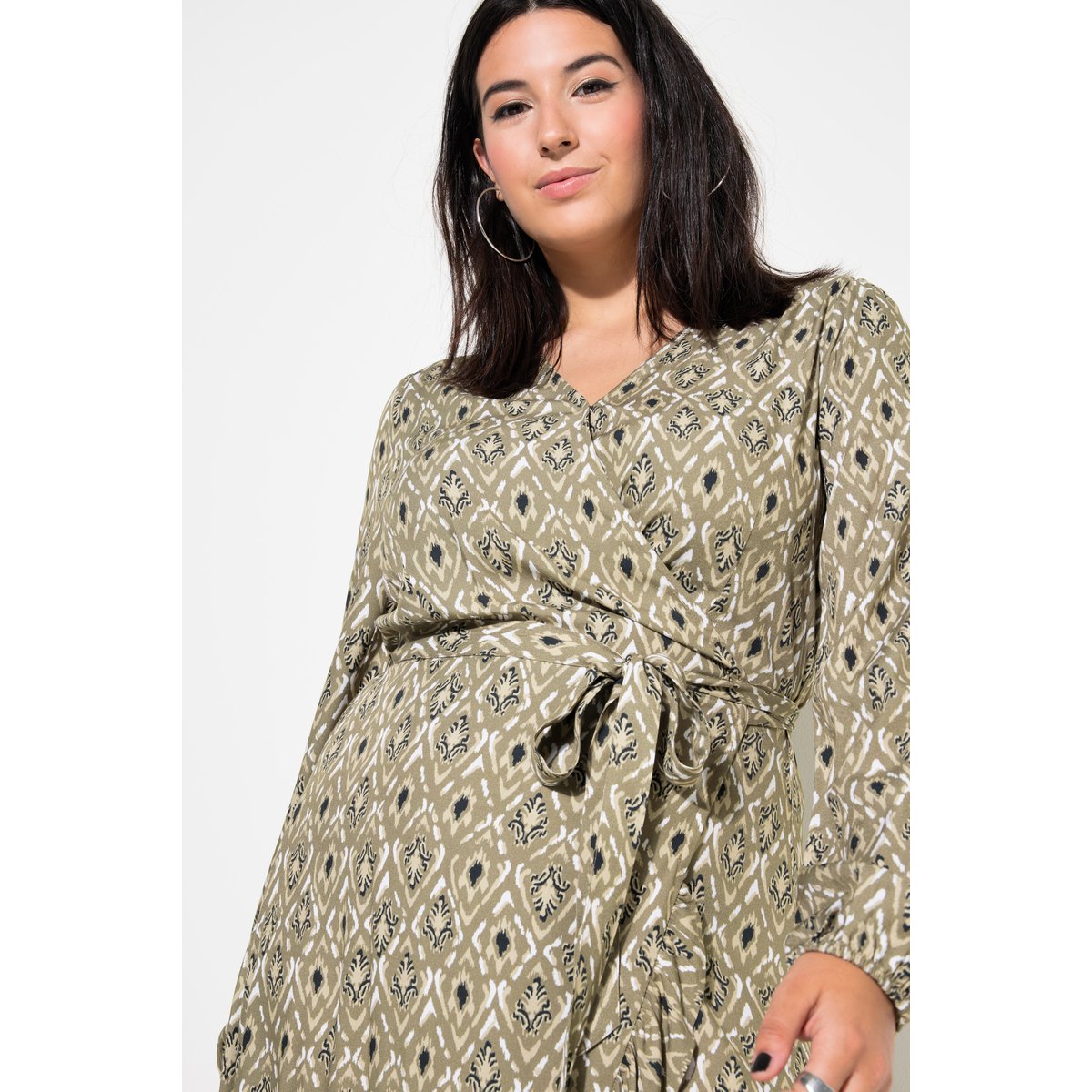 Robe maxi coupe évasée, imprimé intégral palmiers verts, STUDIO UNTOLD