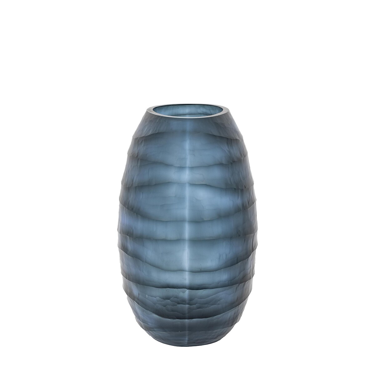 35cm Handblown Carved Glass Vase blue, ÉDITÉ