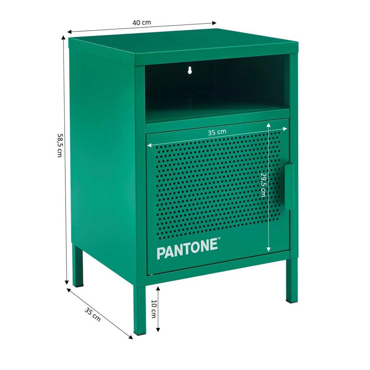 Table de chevet en acier emeraude / tcx 17-6030, PANTONE
