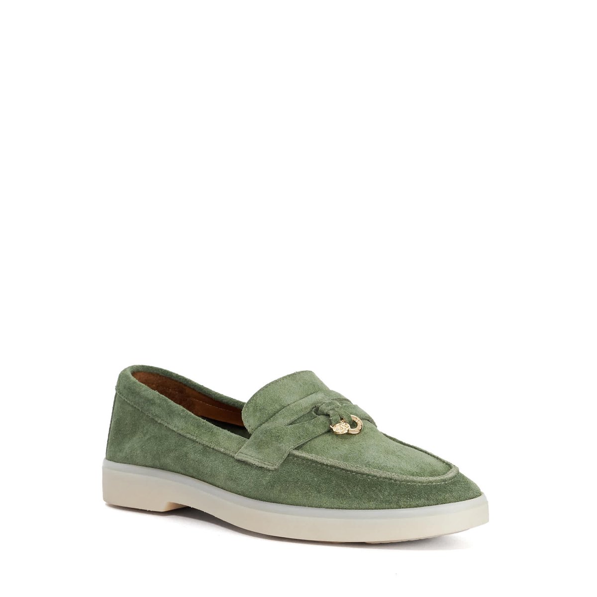 Mocassins en daim à enfiler - GRINNING green-suede, DUNE LONDON