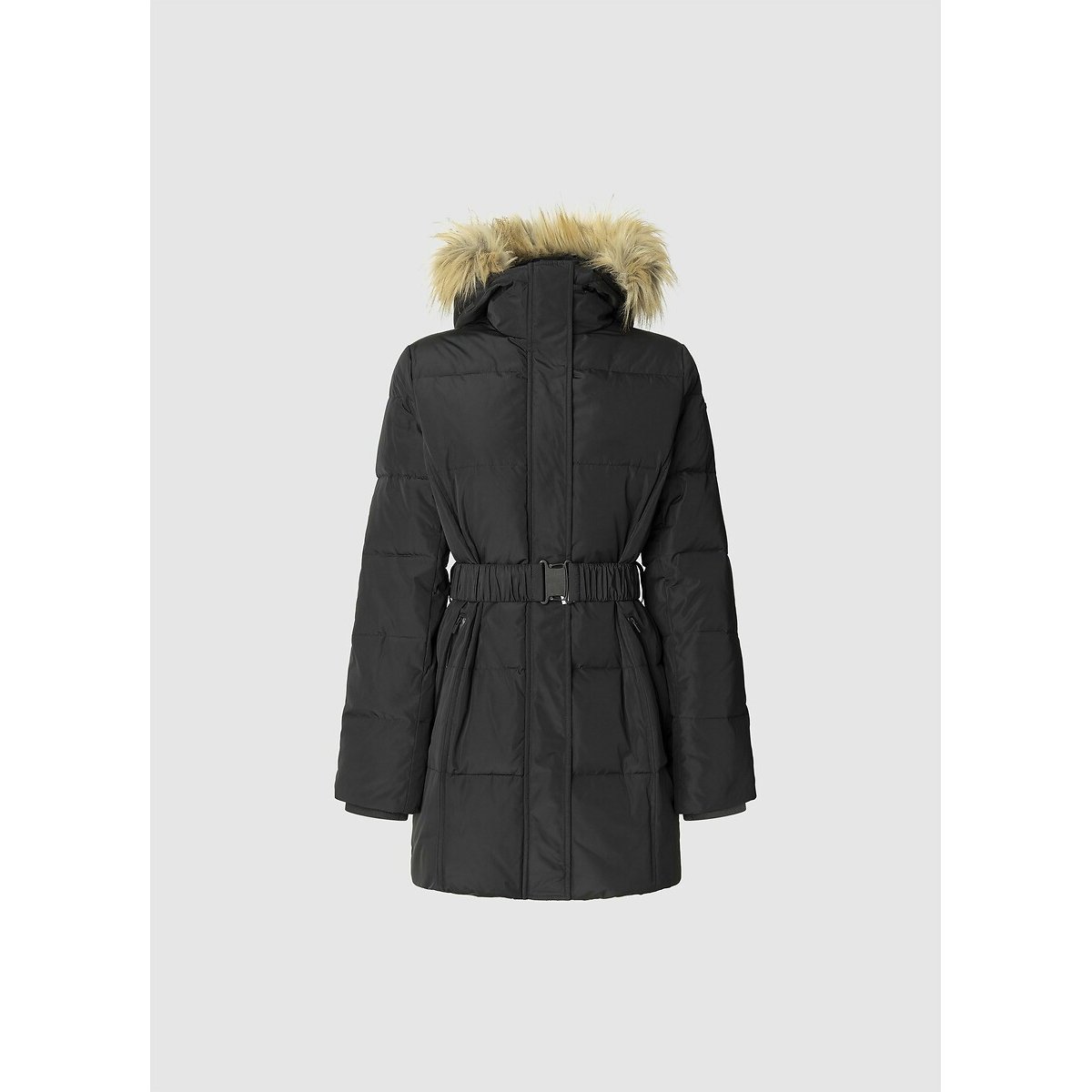Doudoune ceinturée à capuche SARAH noir, PEPE JEANS