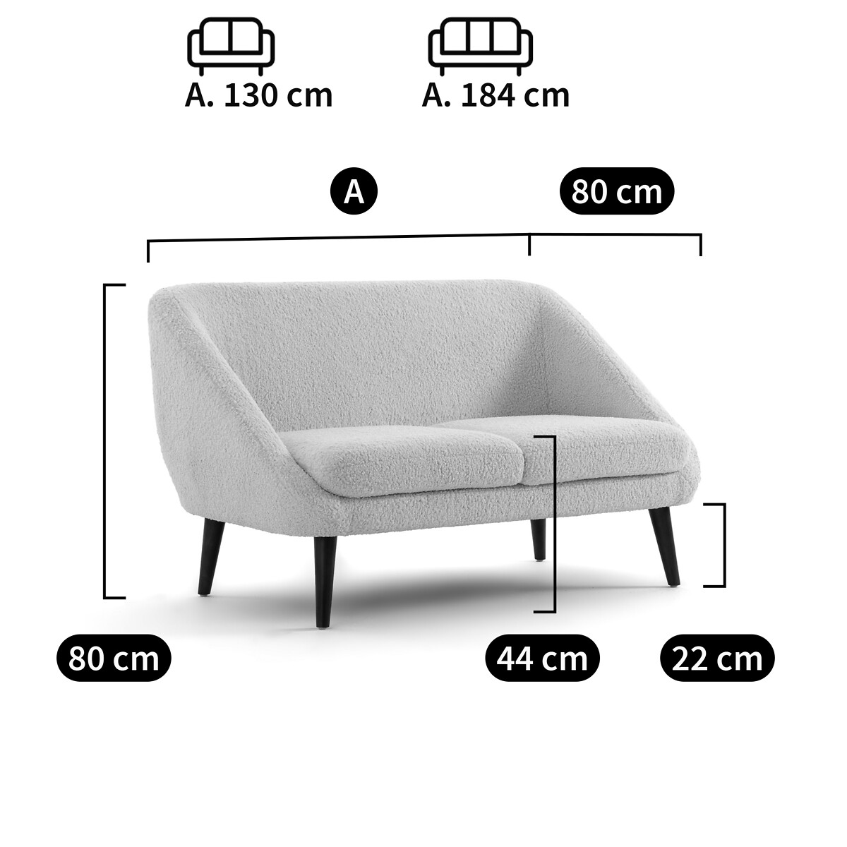 Canapé bouclette, 2 ou 3 places, Séméon naturel, LA REDOUTE INTERIEURS