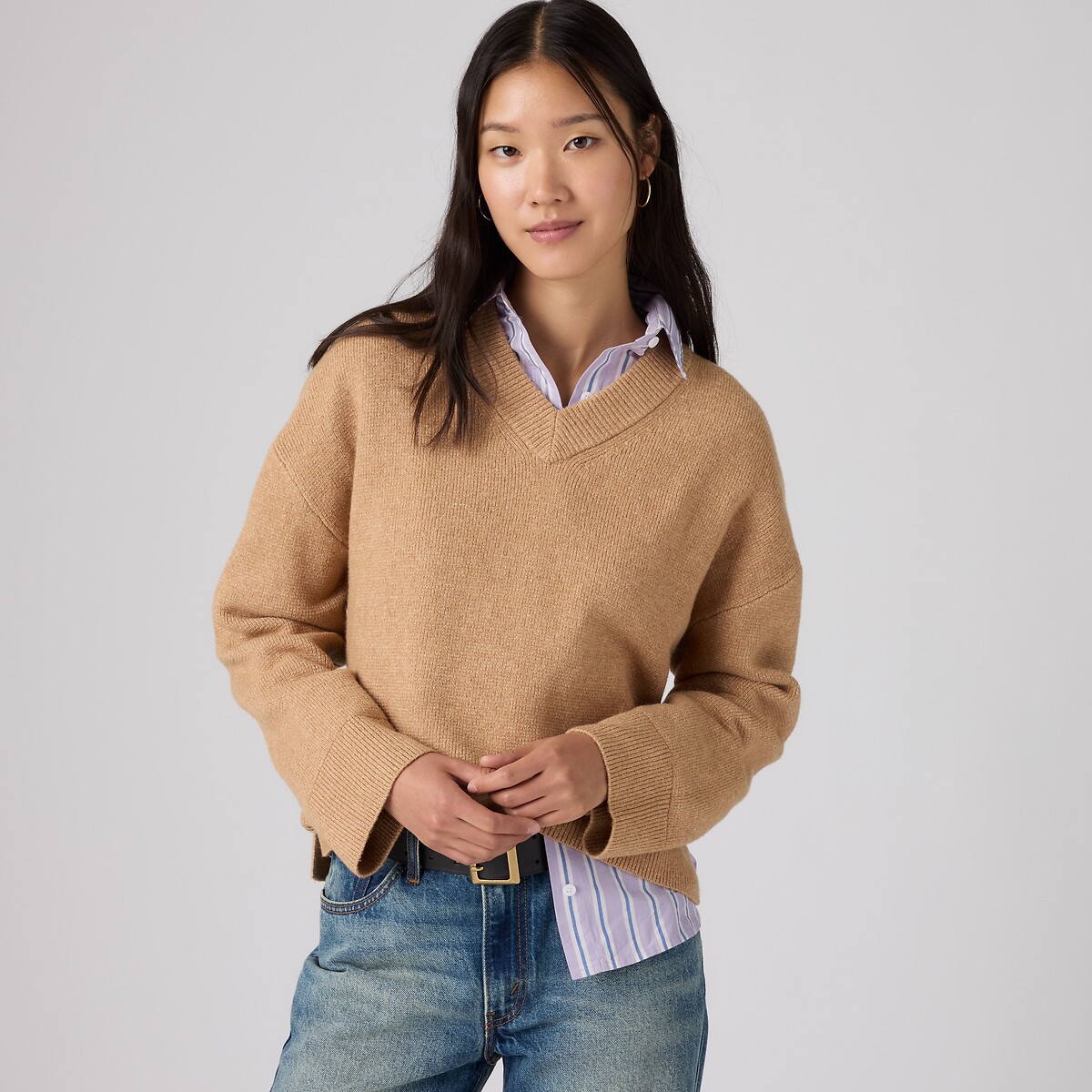 Pull col V manches longues camel, LEVI'S