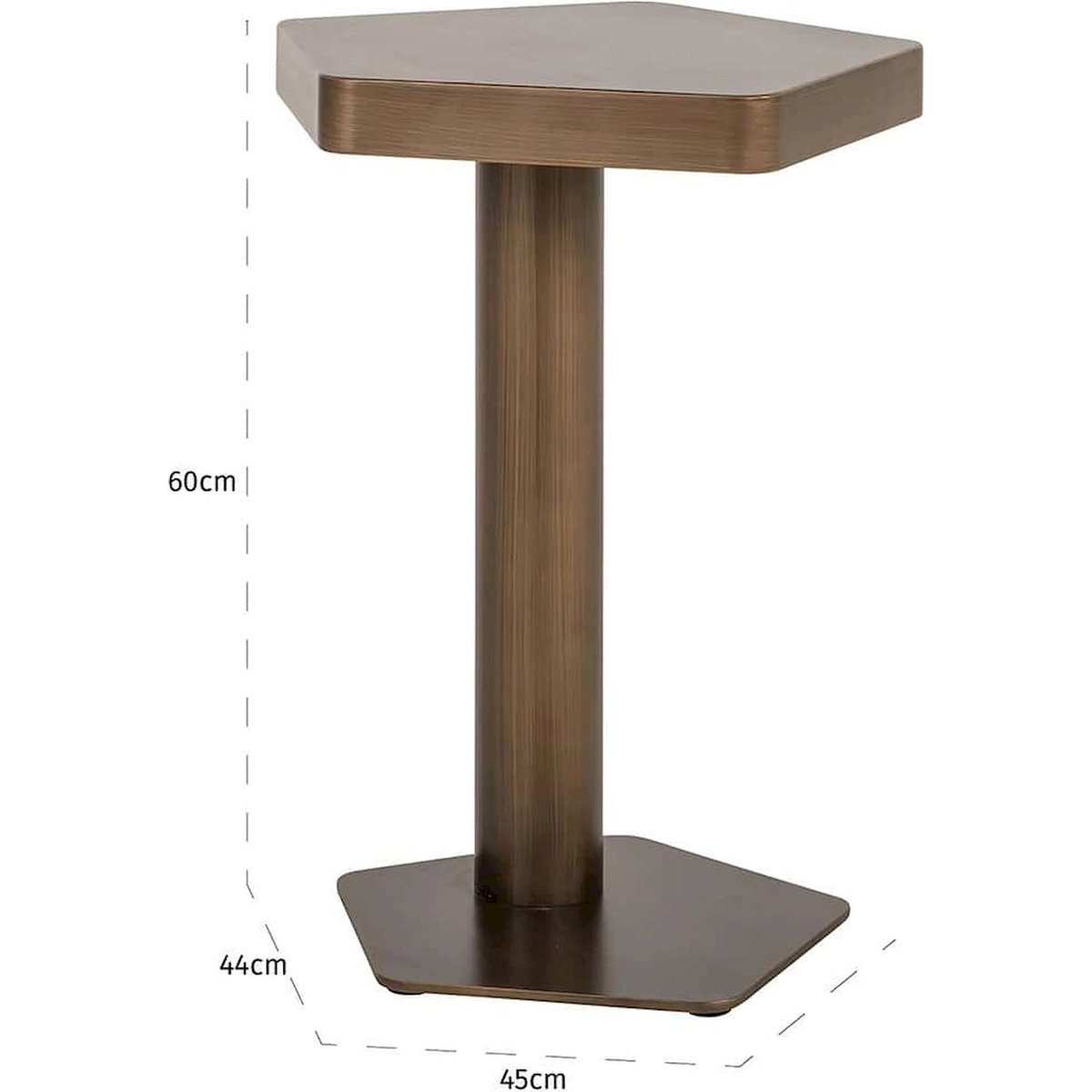 Table d'appoint en fer, Motif géométrique or brossé élégant, RECOLLECTION