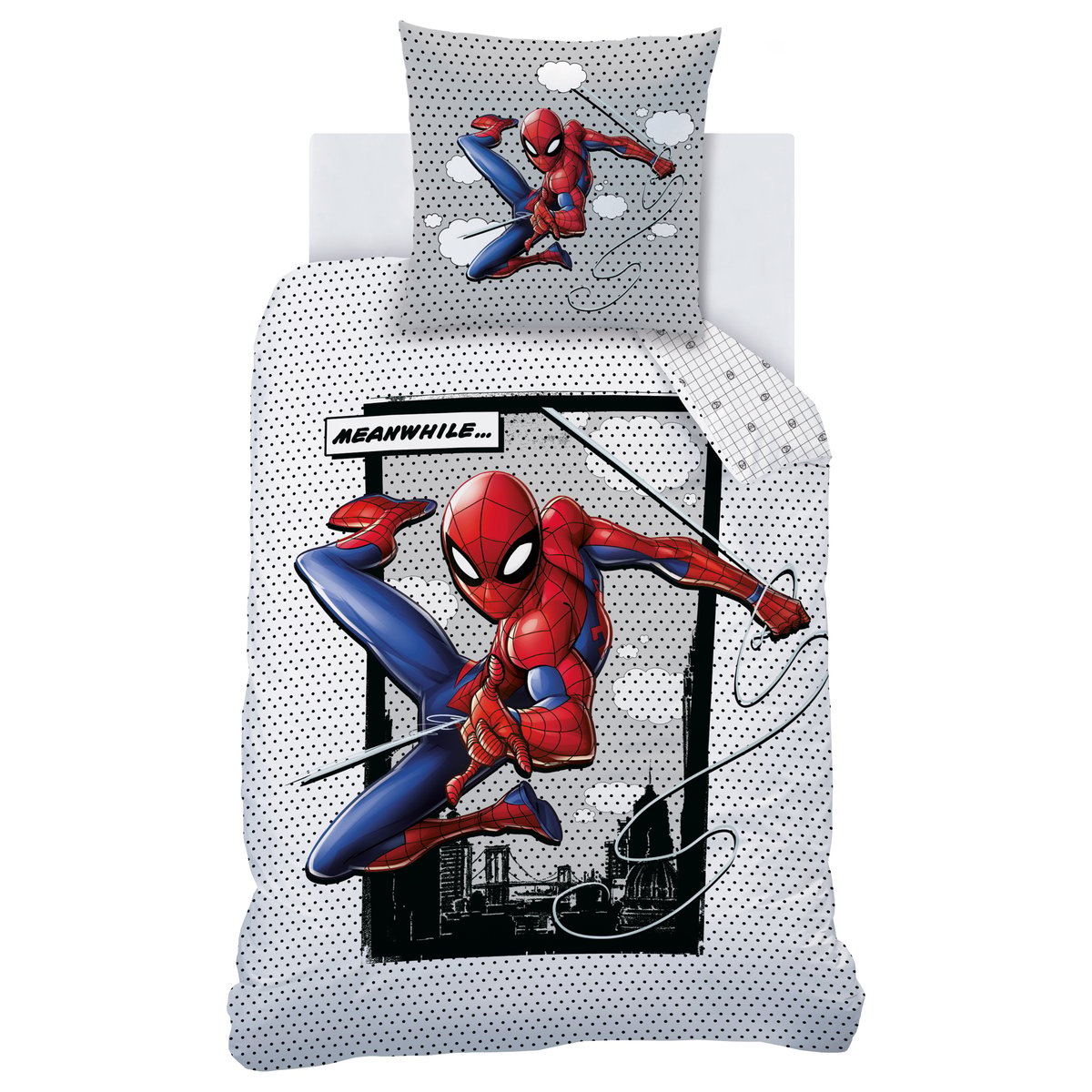 Parure de lit imprimée 100% coton, HERO gris, SPIDER-MAN