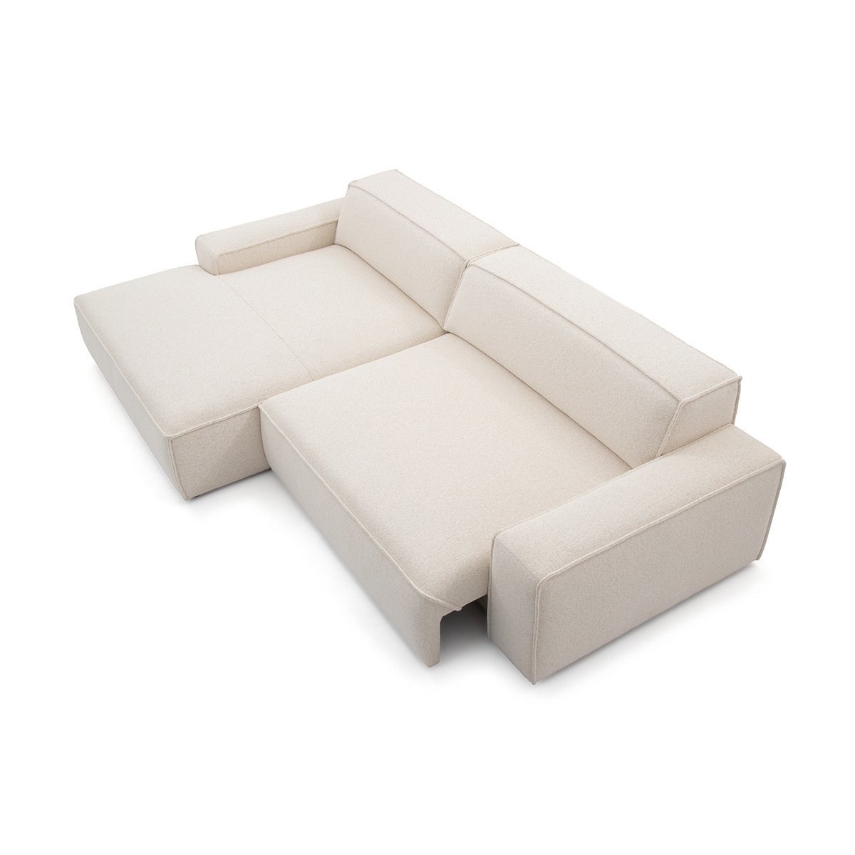 Canapé d'angle convertible 3 places en tissu chiné, ABEL beige, BOBOCHIC