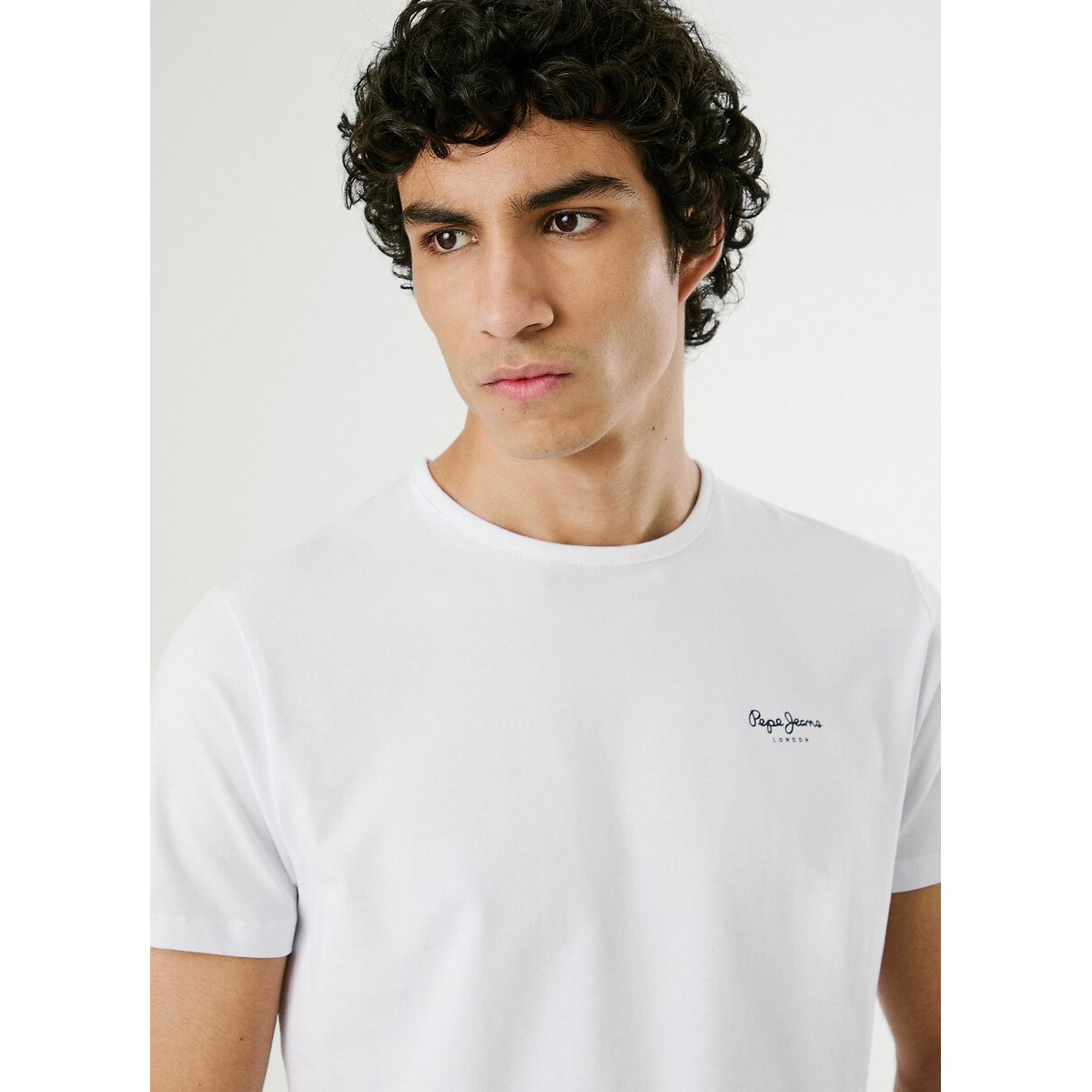 T-shirt col rond stretch Original Basic blanc, PEPE JEANS